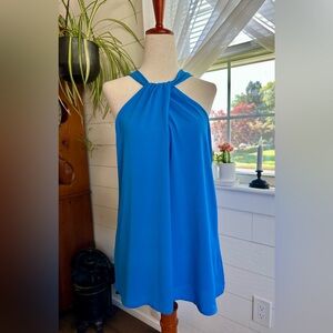 VICI BLUE KEYHOLE HALTER TANK TOP 
SIZE: LARGE